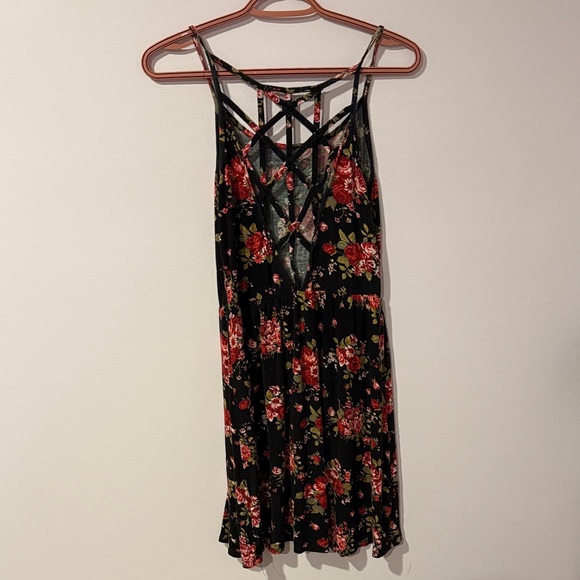 Floral Black and Red Women's Dress - Picture 2 of 2